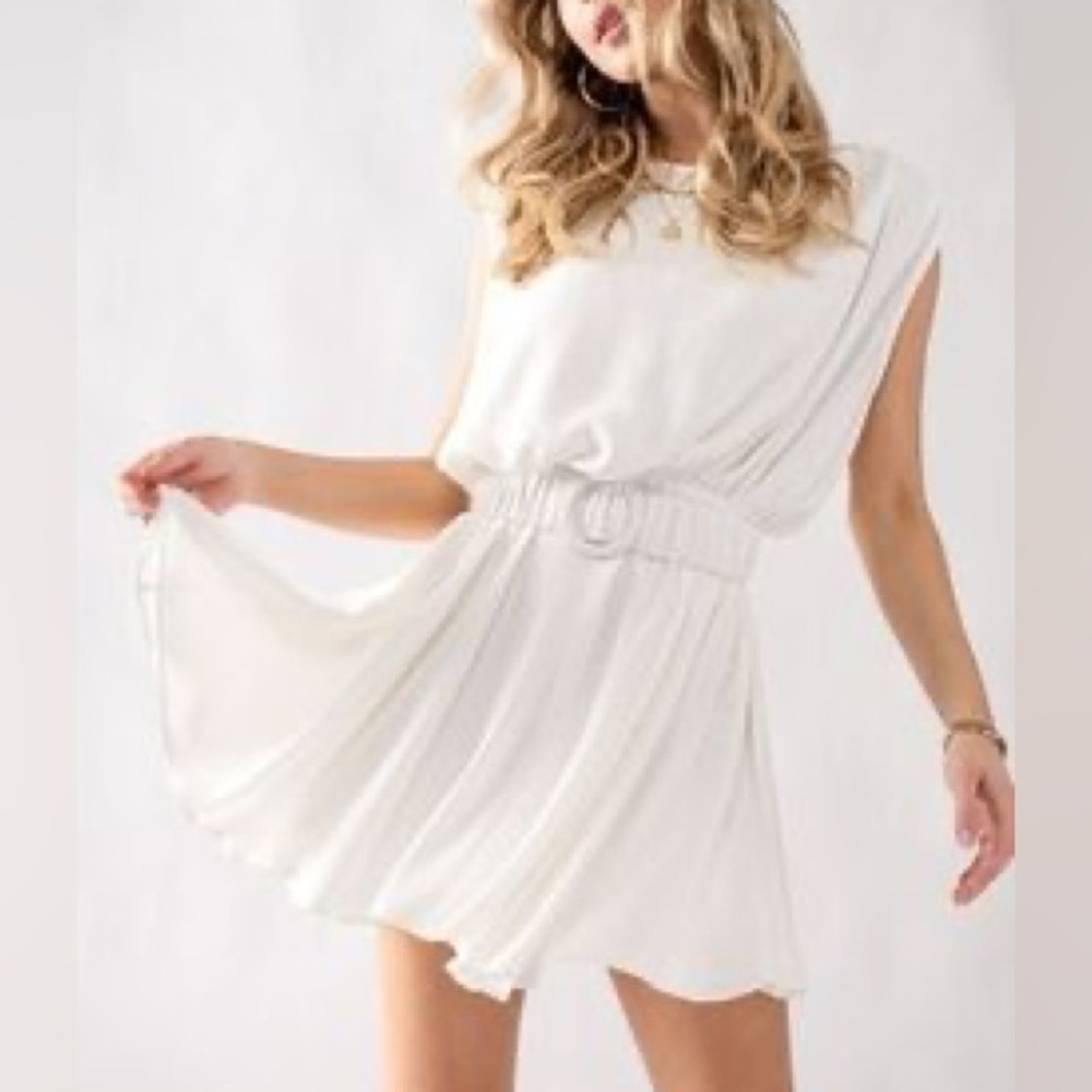 White flowy mini dress
